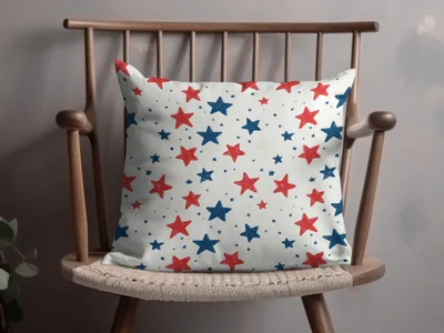 Red and Blue Stars Decorative Pillow for Home Decor