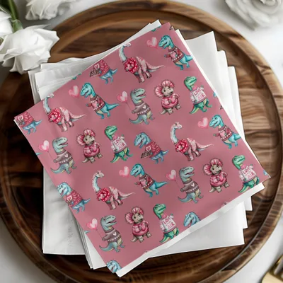 Valentine Dinosaur Seamless Pattern, Cute Dino Digital Paper, Kids Fabric Design, Love Heart Patterns, Reptile Clipart, Digital Download - Moore and Mountain