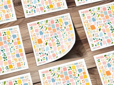 Vibrant Colorful Abstract Botanical Pattern Art Prints