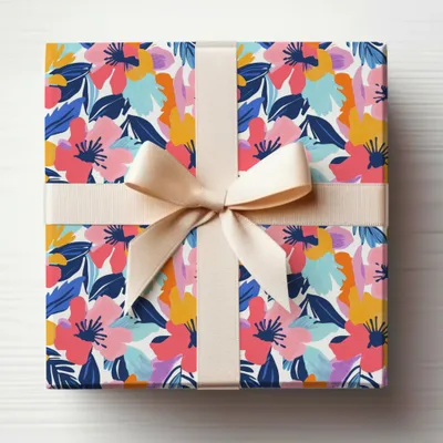 Vibrant Abstract Floral Pattern Digital Download, Colorful Summer Blooms Repeat Design, Modern Hand-Painted Flowers Seamless File