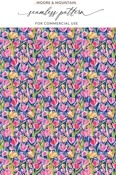 Vibrant Floral Seamless Pattern for Commercial Use