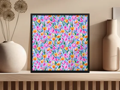 Colorful Floral Pattern Wall Art Decor Print Product