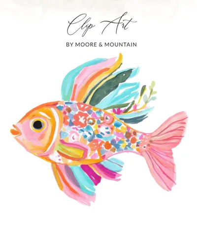 Vibrant Colorful Fish SVG Digital Art, Preppy Clip Art, Boho Tropical Nursery Decor Sublimation Design, Ocean Theme Download