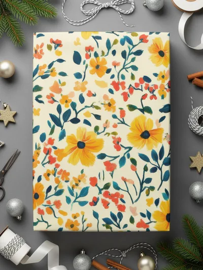 Colorful Floral Pattern Gift Wrap for Festive Occasions