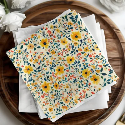 Bright Floral Art Paper Napkins for Special Events