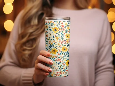 Floral Pattern Insulated Tumbler with Colorful Design
