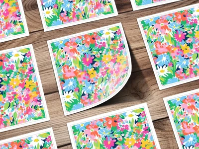 Vibrant Preppy Floral Ditsy Floral, Colorful Flowers Pattern, Seamless Repeat File, Commercial Use, Digital Download, Summer Flower Design - Moore and Mountain