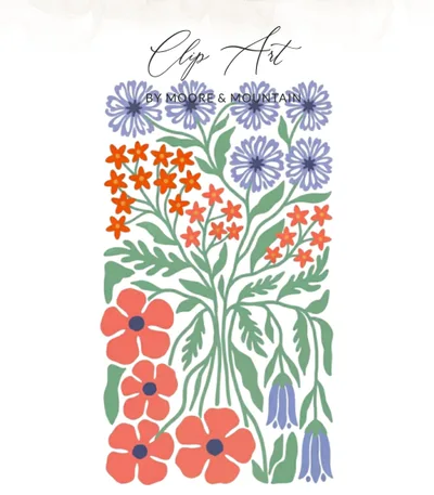 Vibrant Floral Digital Print, Colorful Botanical Illustration, Abstract Flower Wall Art, Modern Folk Bloom Download, Cheerful Garden Decor