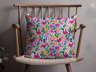 Vibrant Floral Patterned Cushion for Home Decor
