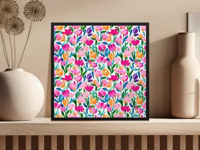 Colorful Floral Blooms Wall Art Print for Home Decor