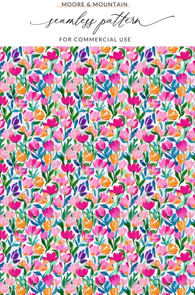 Colorful Floral Seamless Pattern for Commercial Use