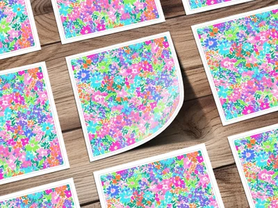 Vibrant Floral Pattern T-Shirt, Digital Download, Colorful Flower Design, Seamless Print, Fabric Design, Summer T-Shirt, Spring T-Shirt - Moore and Mountain