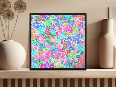 Vibrant Floral Pattern T-Shirt, Digital Download, Colorful Flower Design, Seamless Print, Fabric Design, Summer T-Shirt, Spring T-Shirt - Moore and Mountain