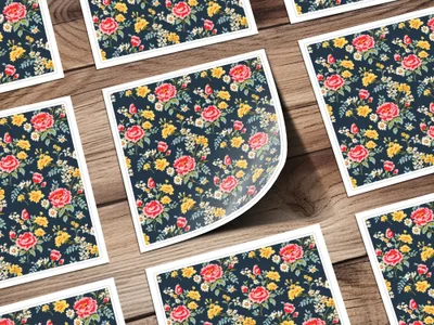 Vibrant Floral Pattern with Red and Yellow Blooms Digital - Moore and Mountain