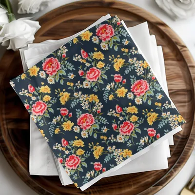 Vibrant Floral Pattern with Red and Yellow Blooms Digital - Moore and Mountain