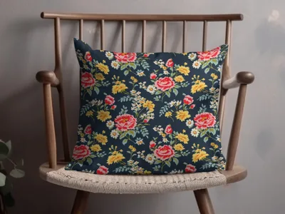 Vibrant Floral Pattern with Red and Yellow Blooms Digital - Moore and Mountain