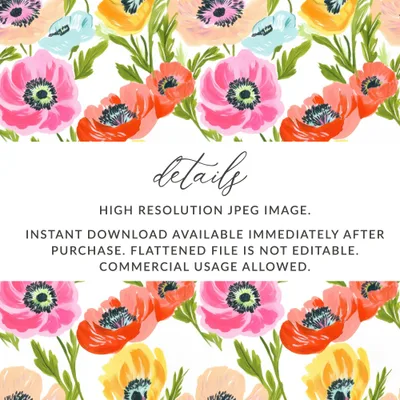 Floral border with text detailing JPEG image and usage rights.