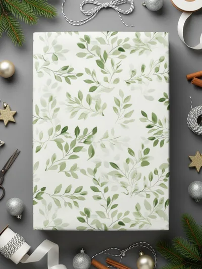Elegant Green Leaf Pattern Wrapping Paper for All Occasions