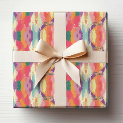 Colorful Abstract Patterned Gift Wrap with Ribbon Decoration