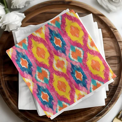 Vibrant Ikat Pattern Colorful Decorative Napkin Set