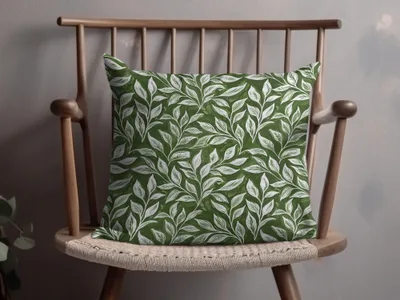 Elegant Green Leaf Print Decorative Pillow Product