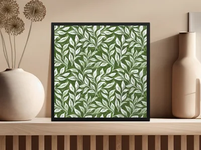 Green Botanical Leaf Pattern Framed Art Wall Decor