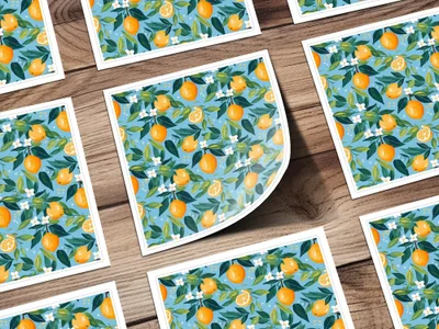 Vibrant Lemon Floral Seamless Pattern Artwork Digital - Moore and Mountain