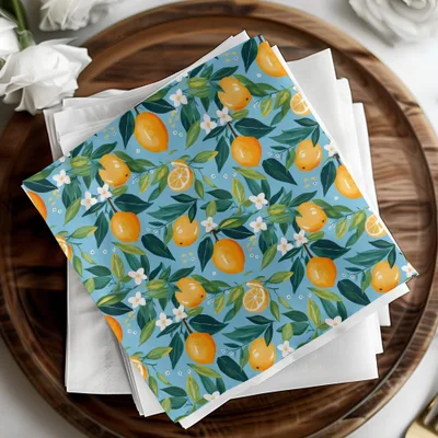 Vibrant Lemon Floral Seamless Pattern Artwork Digital - Moore and Mountain