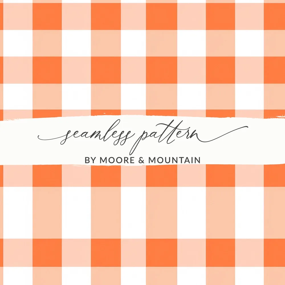 Orange and White Gingham Seamless Pattern Design