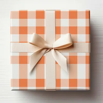 Orange Gingham Checkered Gift Wrapping Paper Box Product