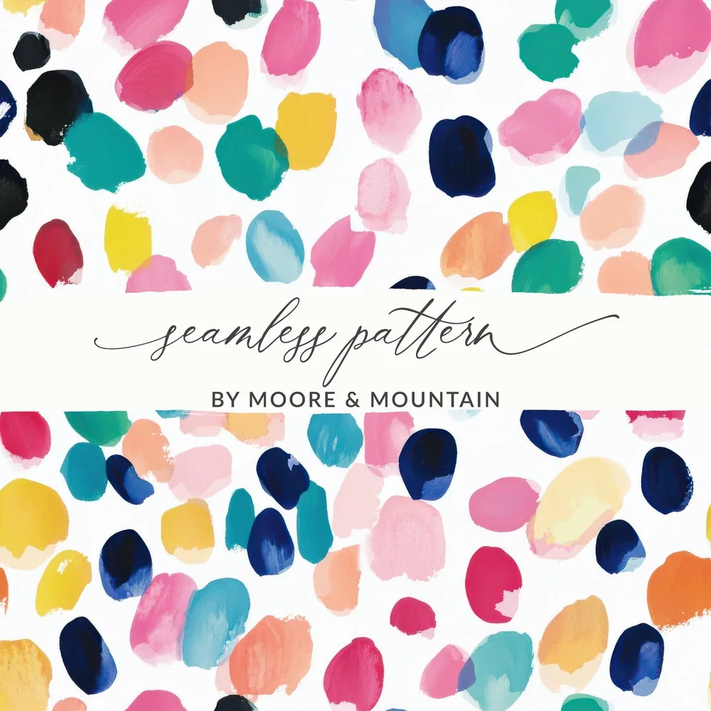 Vibrant Paint Spots On White Background Colorful Digital Abstract Dots Pattern - Moore and Mountain