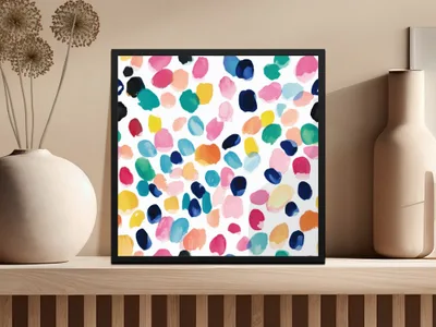 Vibrant Paint Spots On White Background Colorful Digital Abstract Dots Pattern - Moore and Mountain