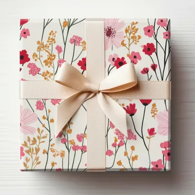 Elegant Floral Gift Wrapping With Delicate Ribbon Bow