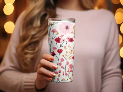Floral Pattern Insulated Tumbler for Hot and Cold Drinks