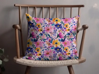 Colorful Floral Print Throw Pillow for Home Decor