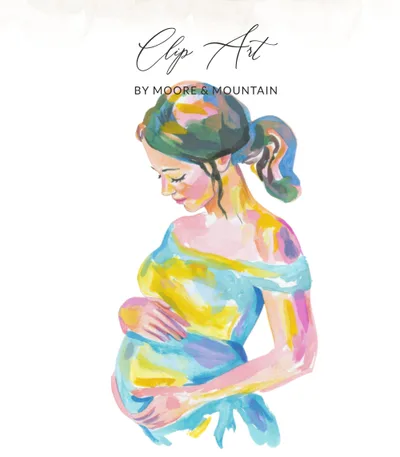 Vibrant Pregnant Woman Preppy Clip Art PNG SVG Sublimation File - Expecting Mother Digital Art for Baby Shower Gift & New Mom Decor SVG