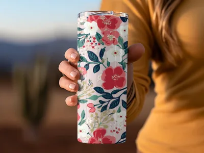 Floral Patterned Insulated Tumbler for Hot and Cold Drinks