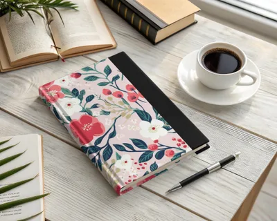 Floral and Black Hardcover Notebook for Daily Journals