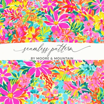 Vibrant Summery Bright Floral Pattern for Commercial Use