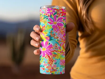 Vibrant Floral Patterned Tumbler for Every Occasion
