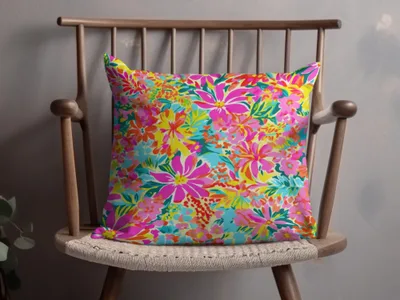 Colorful Floral Pattern Decorative Throw Pillow