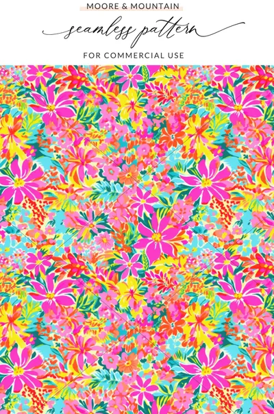 Vibrant Floral Seamless Pattern for Commercial Use