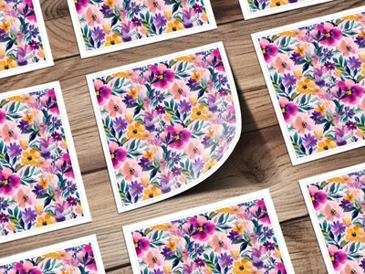 Vibrant Floral Pattern Sticker Sheets for Crafting Projects
