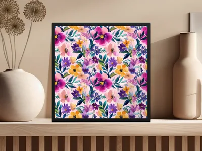 Colorful Abstract Floral Design Wall Art Print