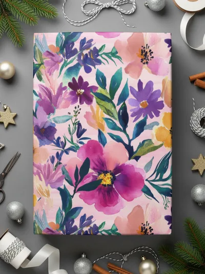 Floral Gift Wrap with Colorful Flowers Unique Wrapping Paper