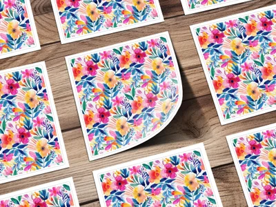 Vibrant Watercolor Floral Botanical Pattern Design product type