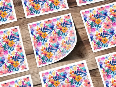 Vibrant Watercolor Floral Botanical Design Colorful product type