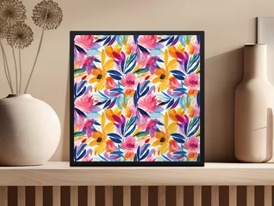 Vibrant Watercolor Abstract Floral Pattern Artwork product type