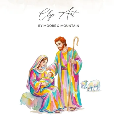Vibrant Watercolor Nativity Scene Digital Download Art Print | Holy Family Christmas Christian Gift Decor