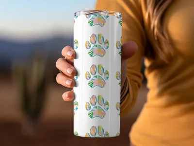Colorful Paw Print Pattern Design Tumbler product type